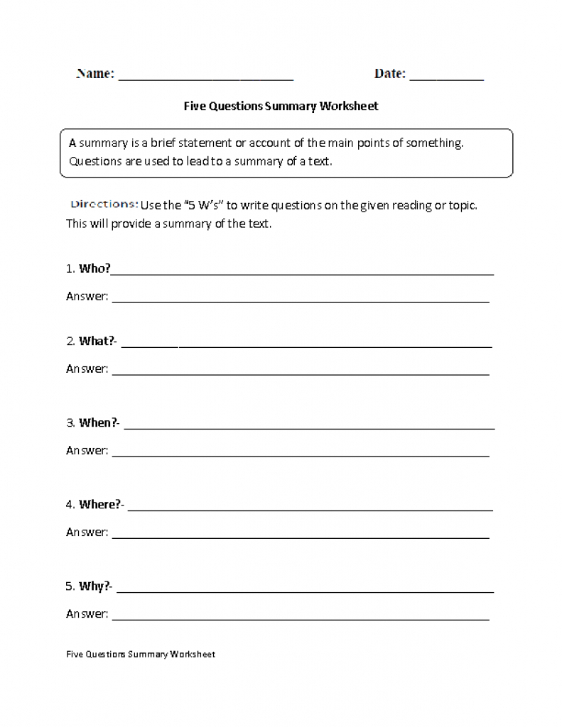 Free Printable Summarizing Worksheets 4Th Grade Lexia s Blog