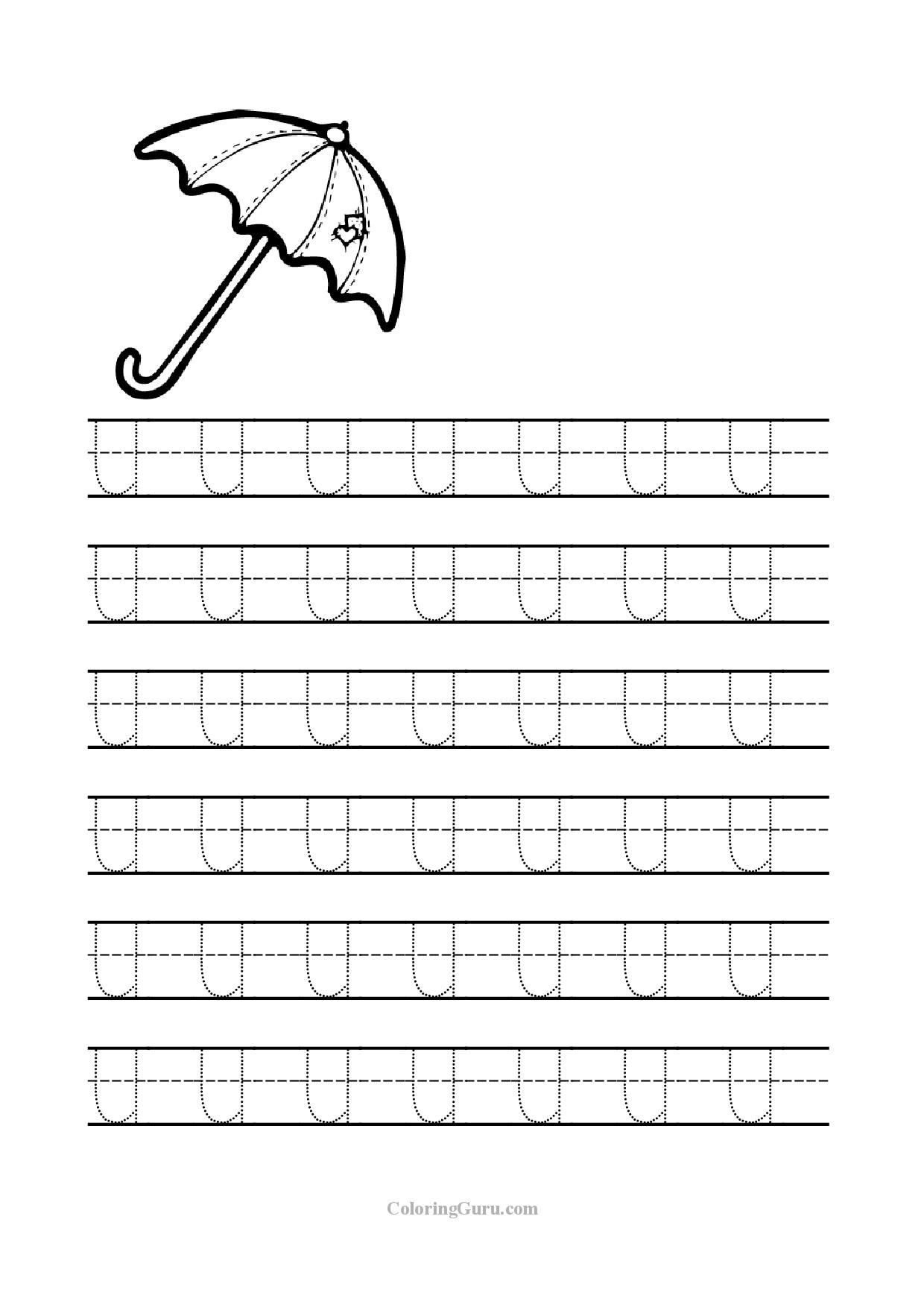 Free Printable Tracing Letter U Worksheets For Preschool Tracing 