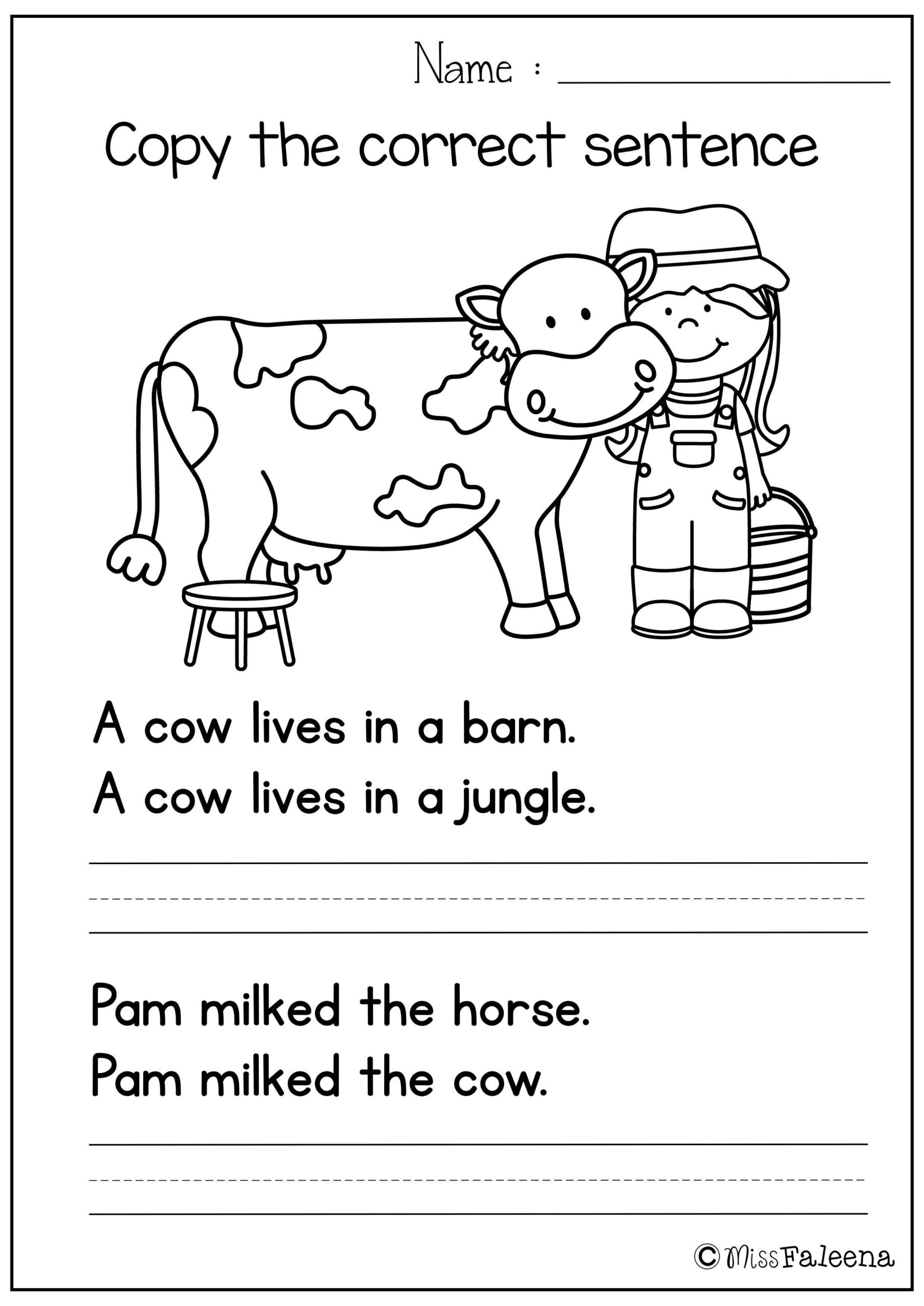 Free Sentence Writing Worksheets Writing Worksheets