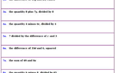 Free Worksheets For Variable Expressions