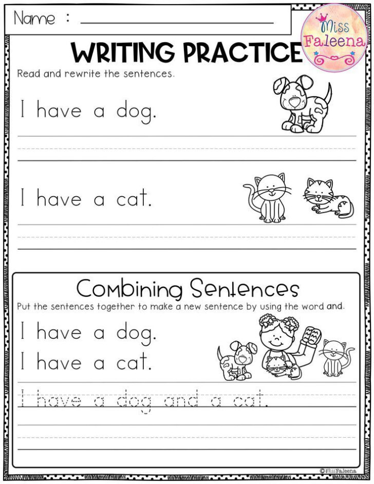 Free Printable Writing Sentences Worksheets For Kindergarten