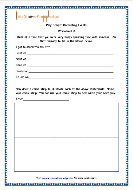 Grade 4 English Resources Printable Worksheets Topic Play Script 