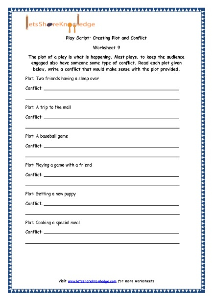 Grade 4 English Resources Printable Worksheets Topic Play Script 