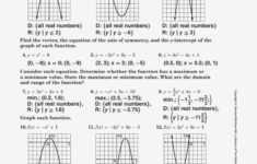 Graphing Quadratic Functions Worksheet Answer Key Worksheet