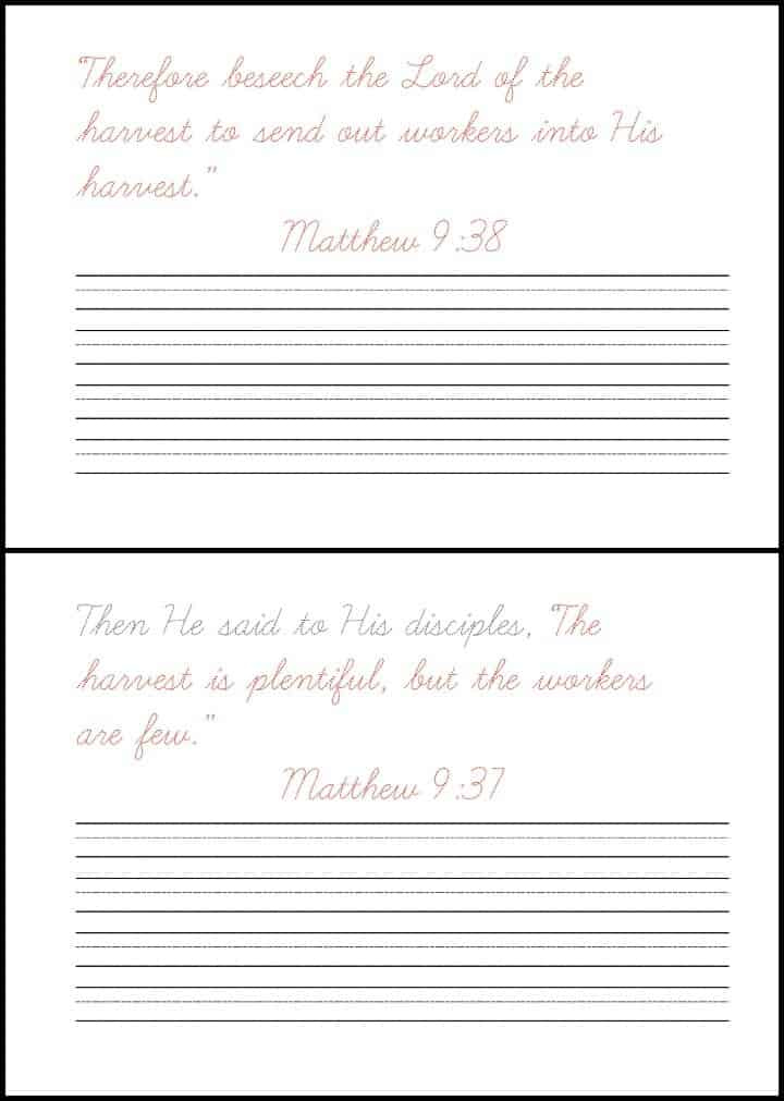 Harvest Bible Verses Print And Cursive Writing Practice Ministry To 