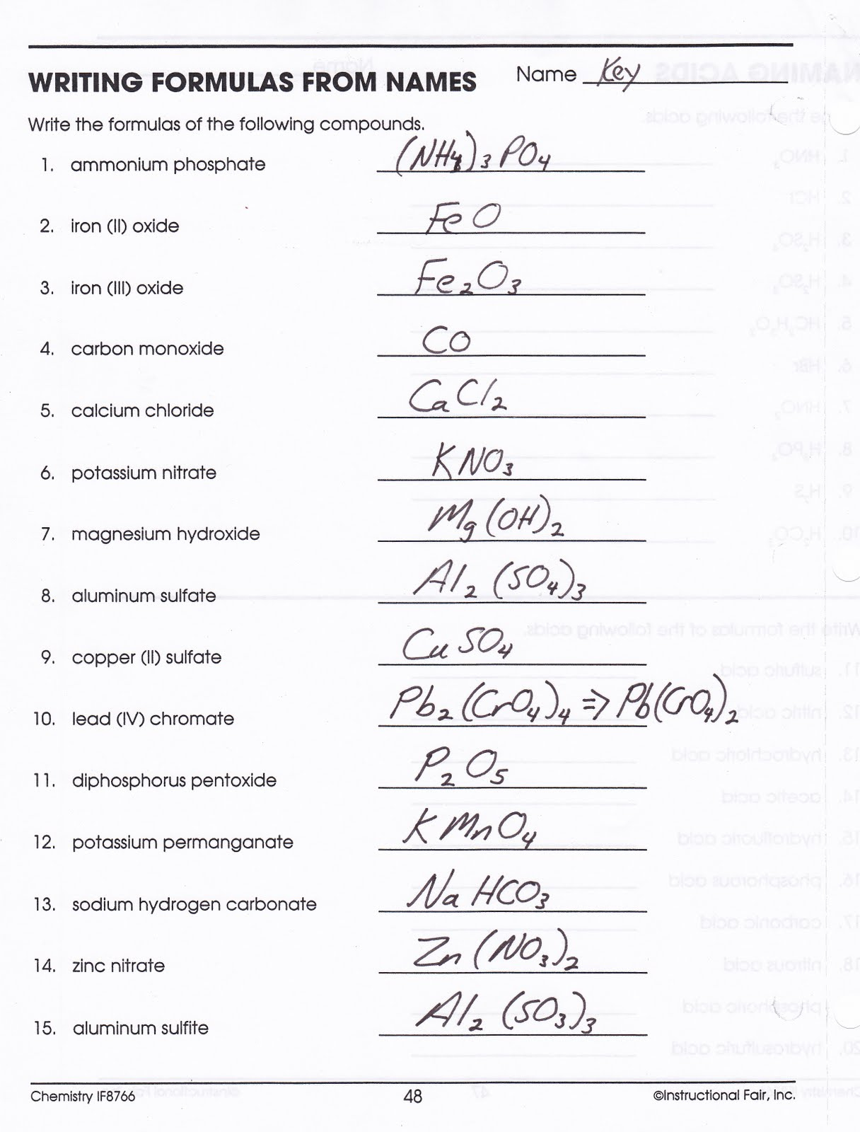 Heritage High School Chemistry 2010 11 Writing Compound Names And 