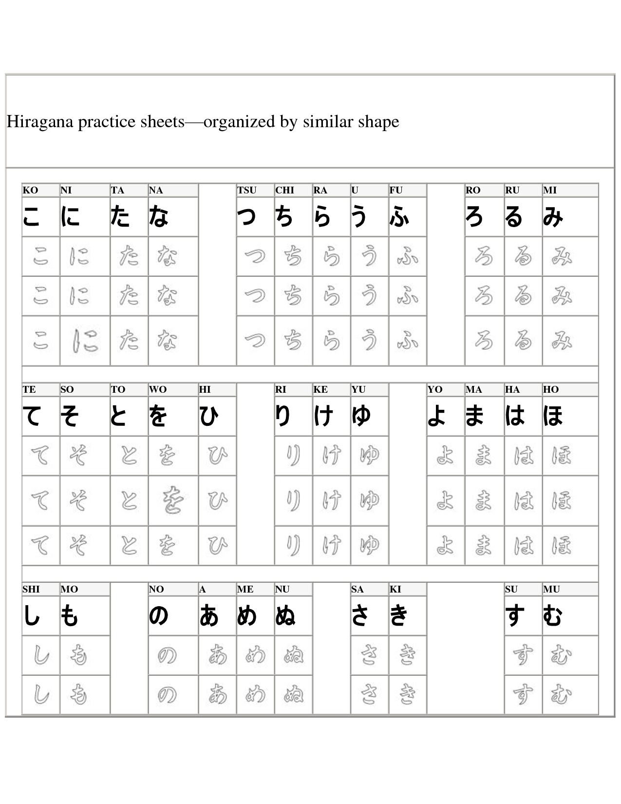 Hiragana Writing Practice Hiragana Hiragana Practice Practices 