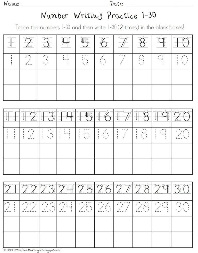 Practice Writing Numbers Printable Worksheets