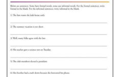 Informal Or Formal Writing Worksheet Language Worksheets Formal