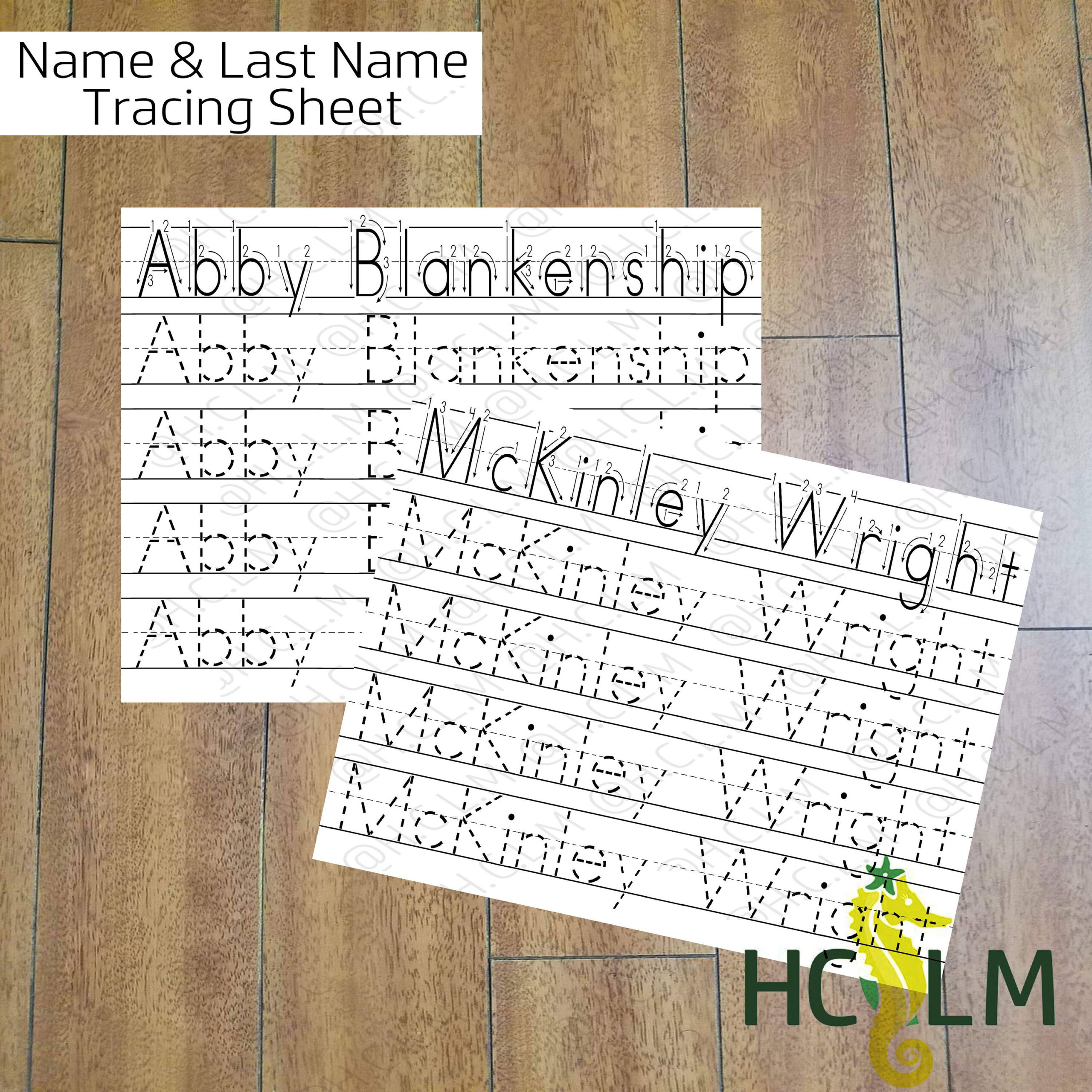 Kids First Last Name Tracing Worksheet Learning To Write Etsy 