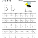 Kindergarten Letter B Writing Practice Worksheet Printable Writing