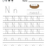 Kindergarten Letter N Writing Practice Worksheet Printable Writing