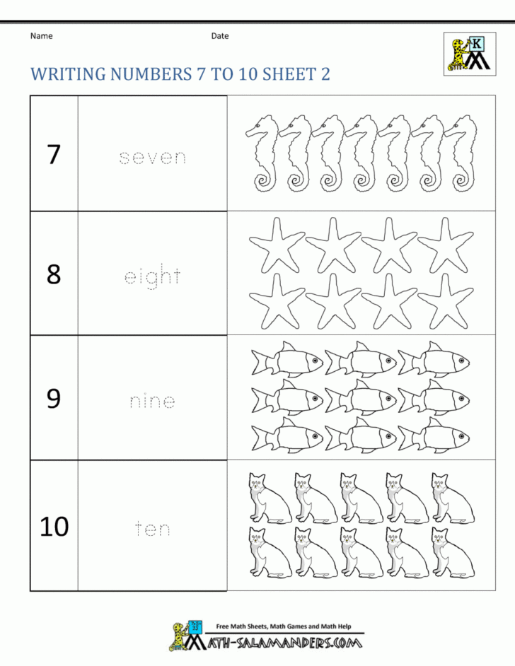 Kindergarten Writing Worksheets Math