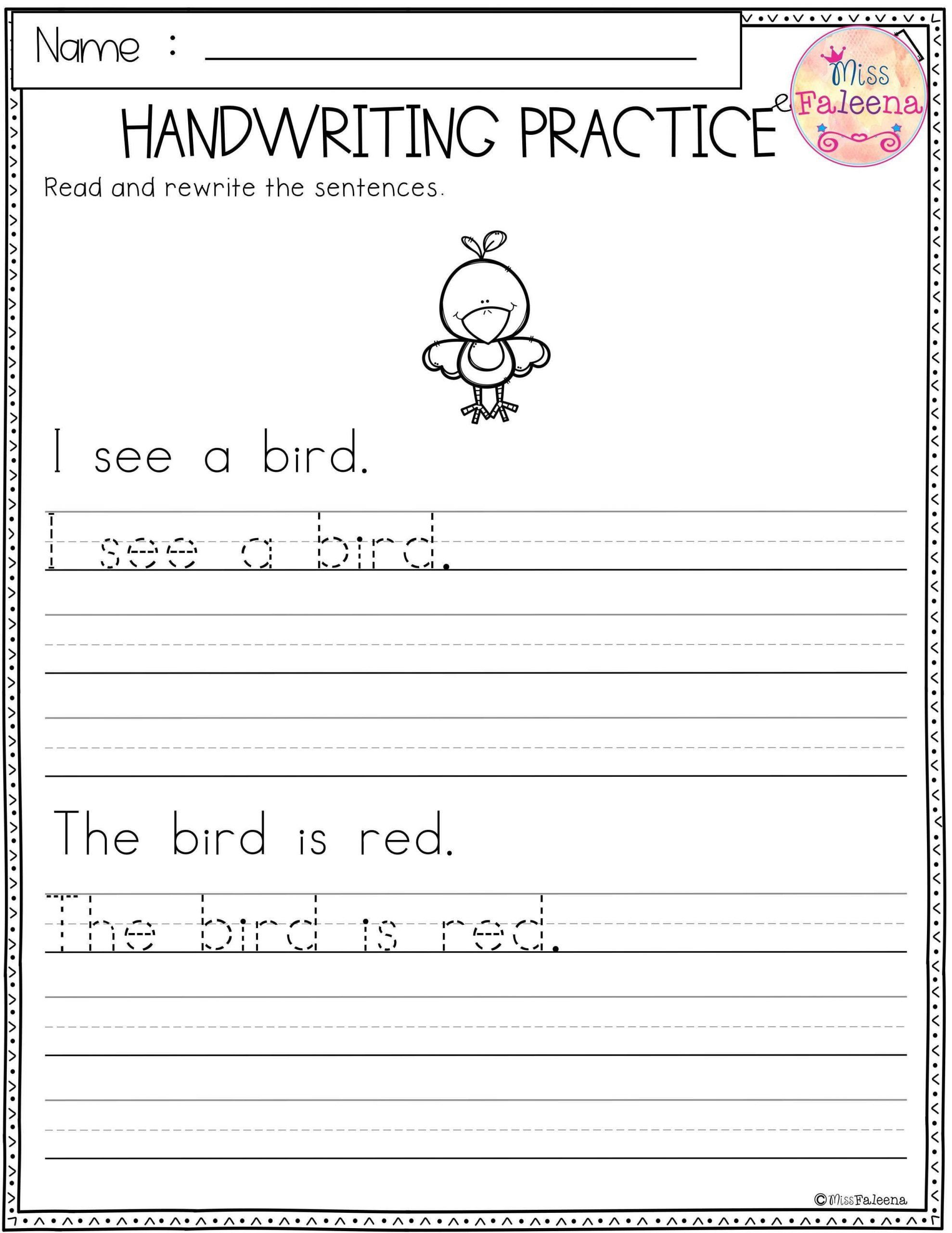 Kindergarten Sentence Writing Practice Worksheets Year 1 Writing 