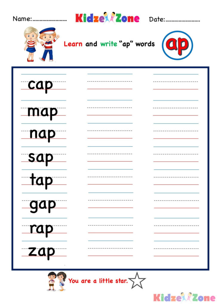 Kindergarten Word Writing Worksheets