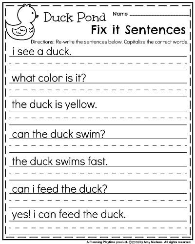 Kindergarten Worksheets For May Planning Playtime Writing Sentences 