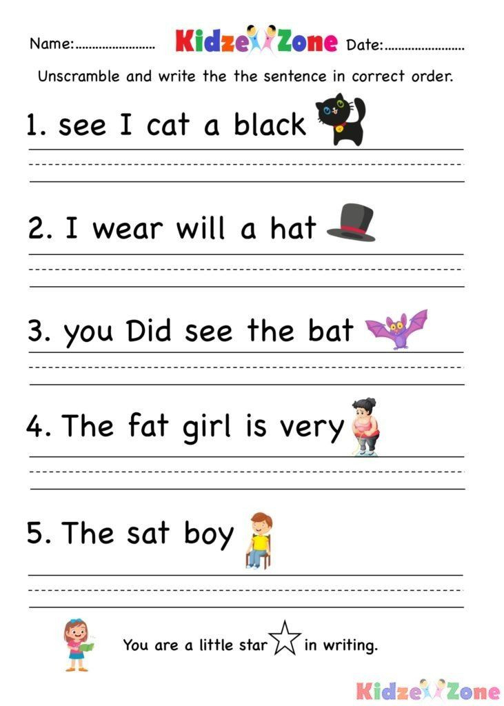 Kindergarten Writing Sentences Worksheets Kindergarten Worksheets At 