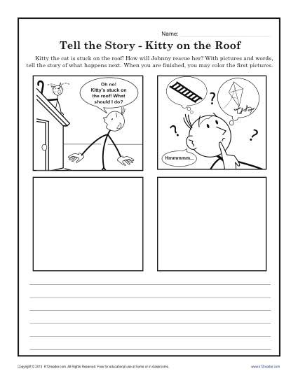 Kitty On The Roof Creative Writing Prompt Worksheet For Kindergarten