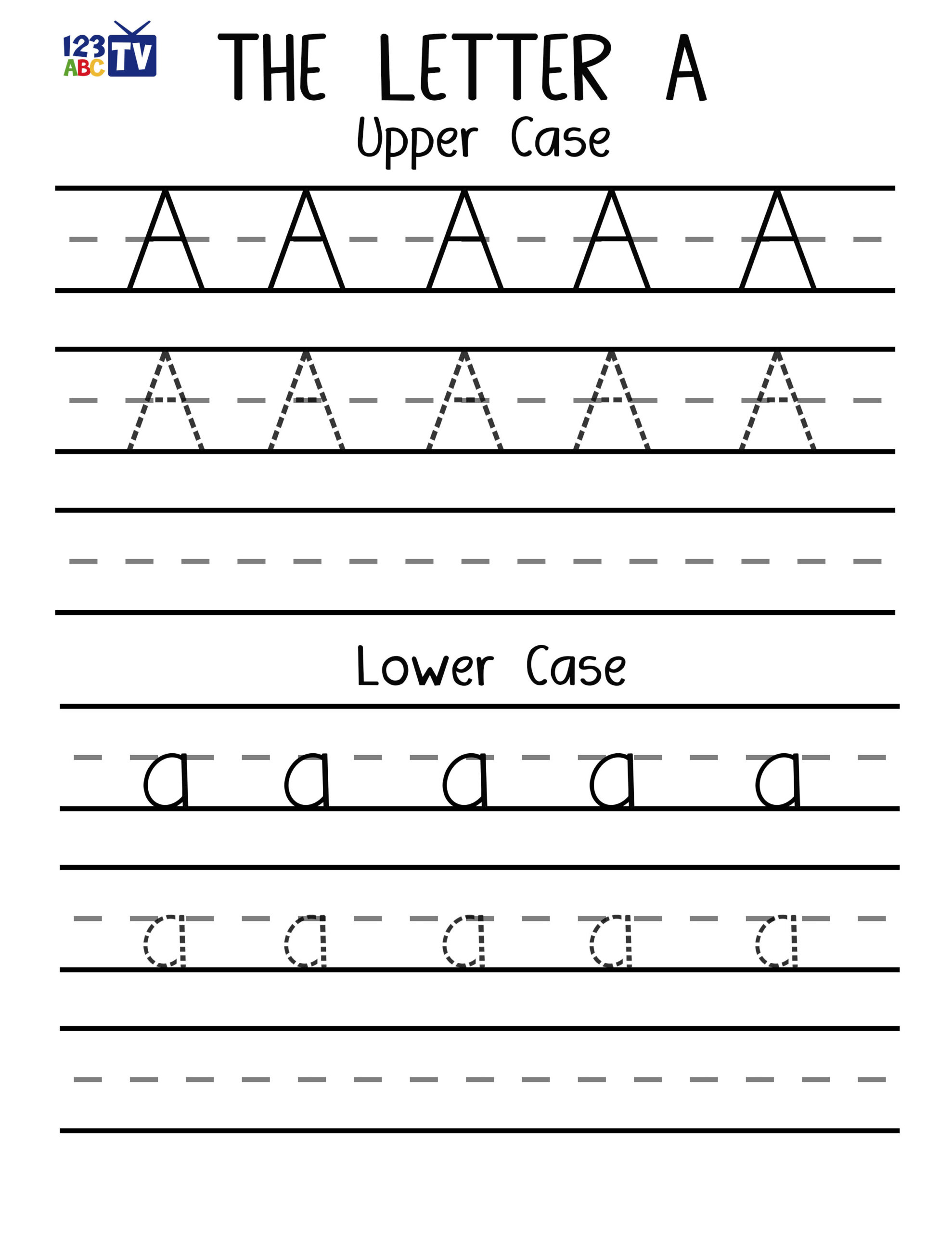 Letter A Practice Handwriting Downloads 123ABC TV