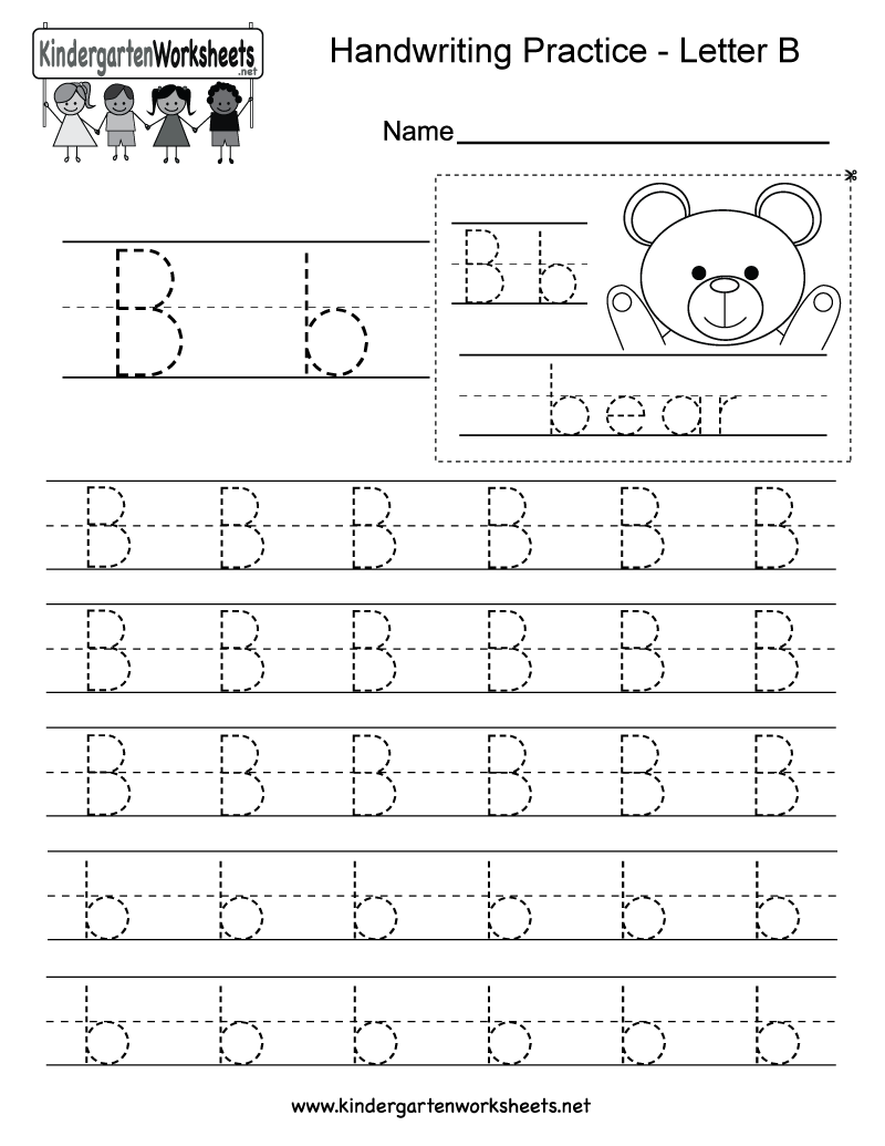 Letter B Writing Practice Worksheet Free Kindergarten English 