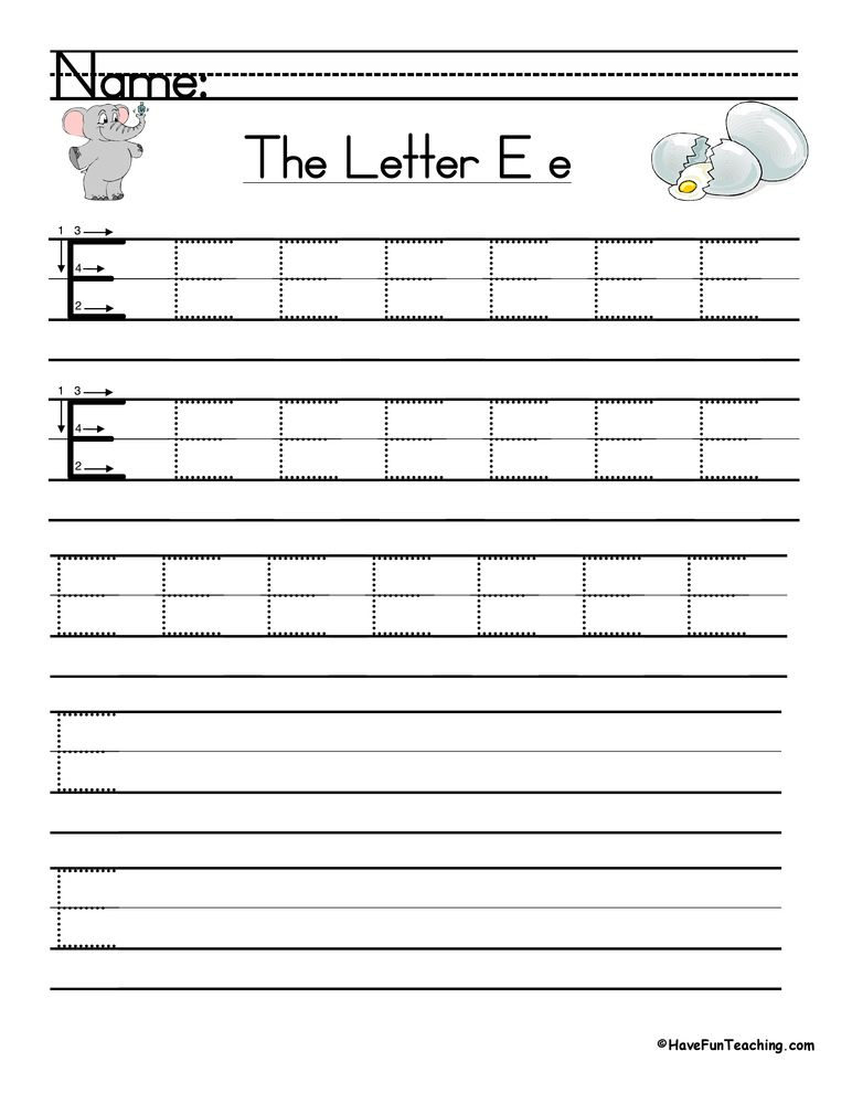 Letter E Handwriting Practice Worksheet Handwriting Practice 