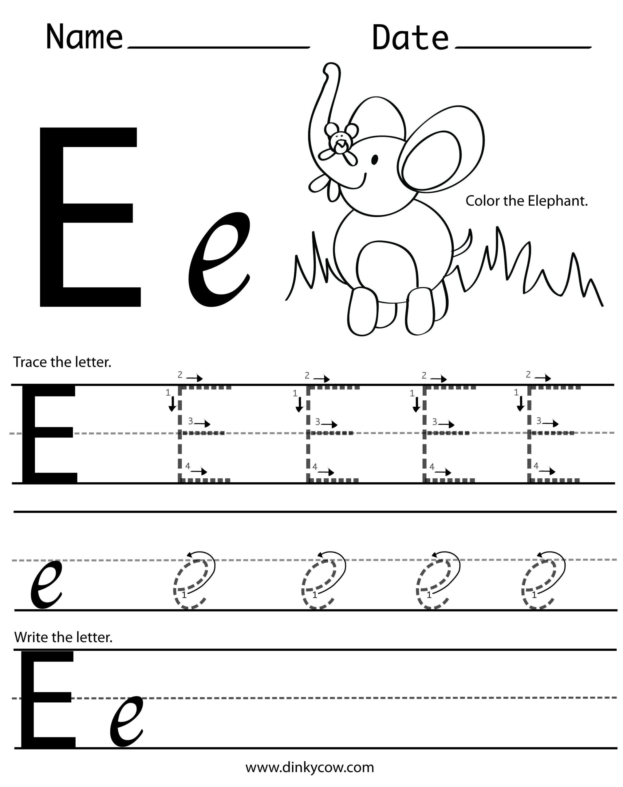 Letter E Handwriting Worksheets Cady Info