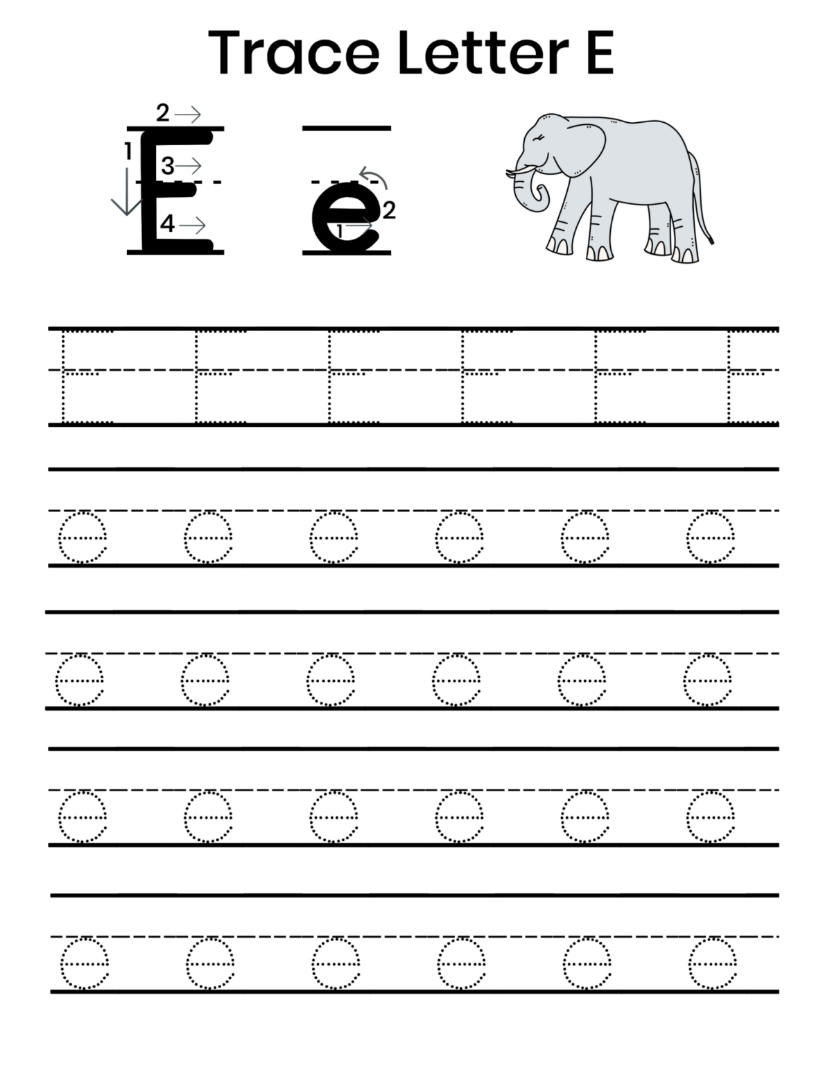 E Writing Worksheet | Writing Worksheets