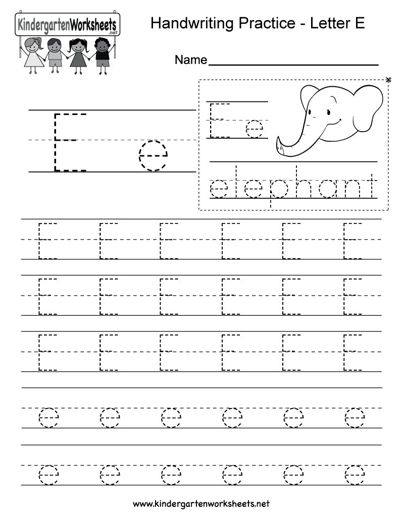 Letter E Writing Practice Worksheet This Series Of Handwriting Alpha 