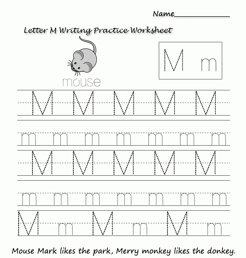 Letter M Writing Worksheet Writing Worksheets