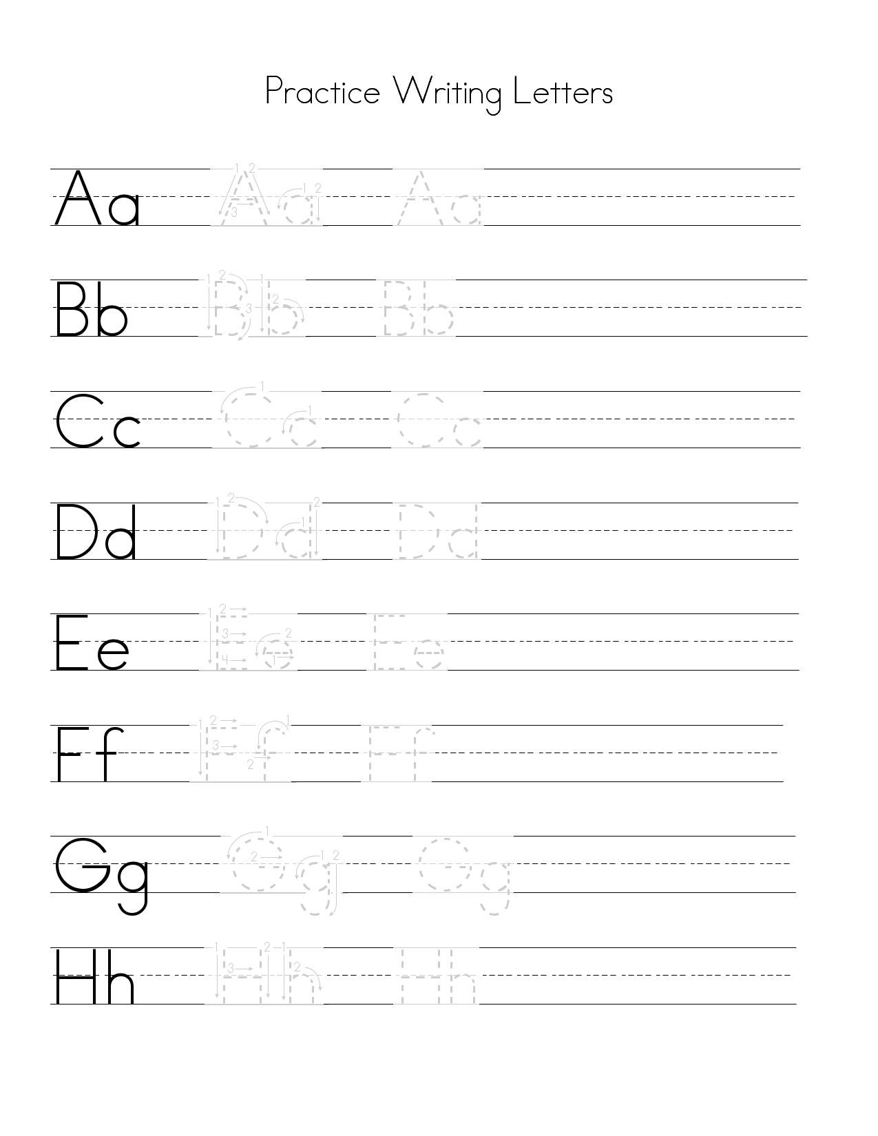 Letter Practice For Basic Handwriting Alphabet Writing Practice 
