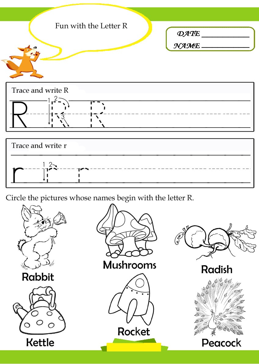 Worksheets For Letter R Words Tracing