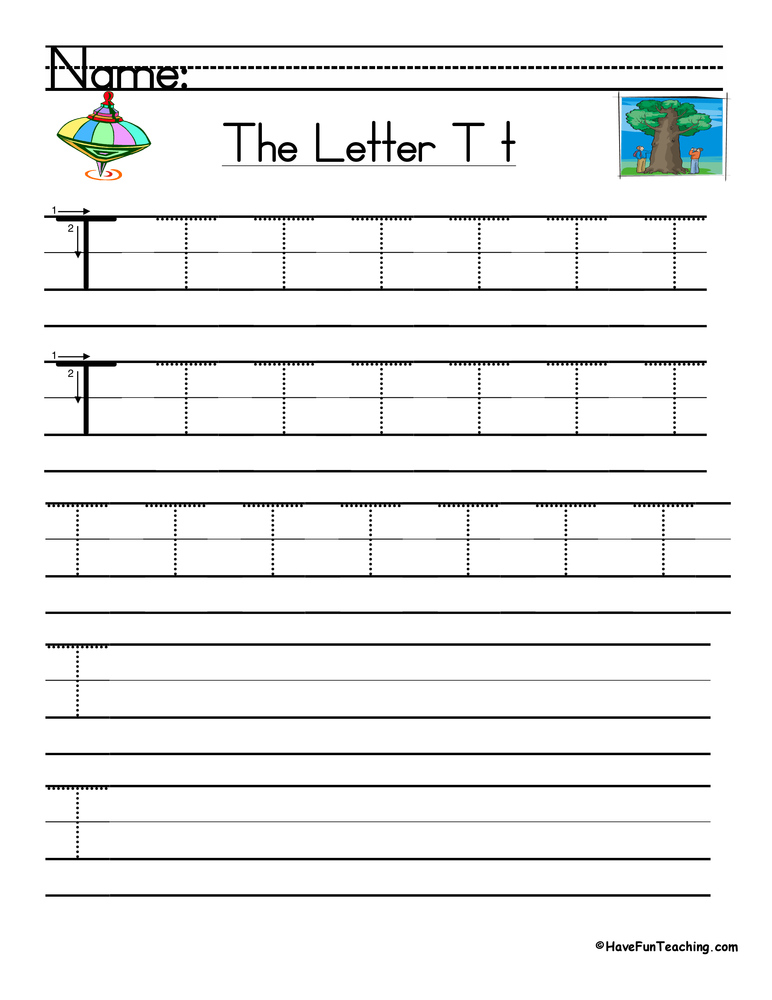 Letter T Handwriting Practice Have Fun Teaching