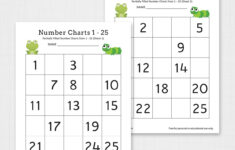 Missing Number Chart 1 25 Worksheets For Kindergarten