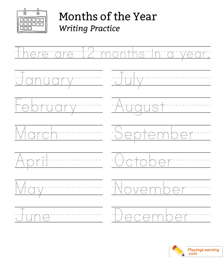 Practice Writing Months Of The Year Worksheet