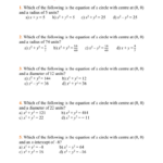 MPM2D Equation Of A Circle Worksheet