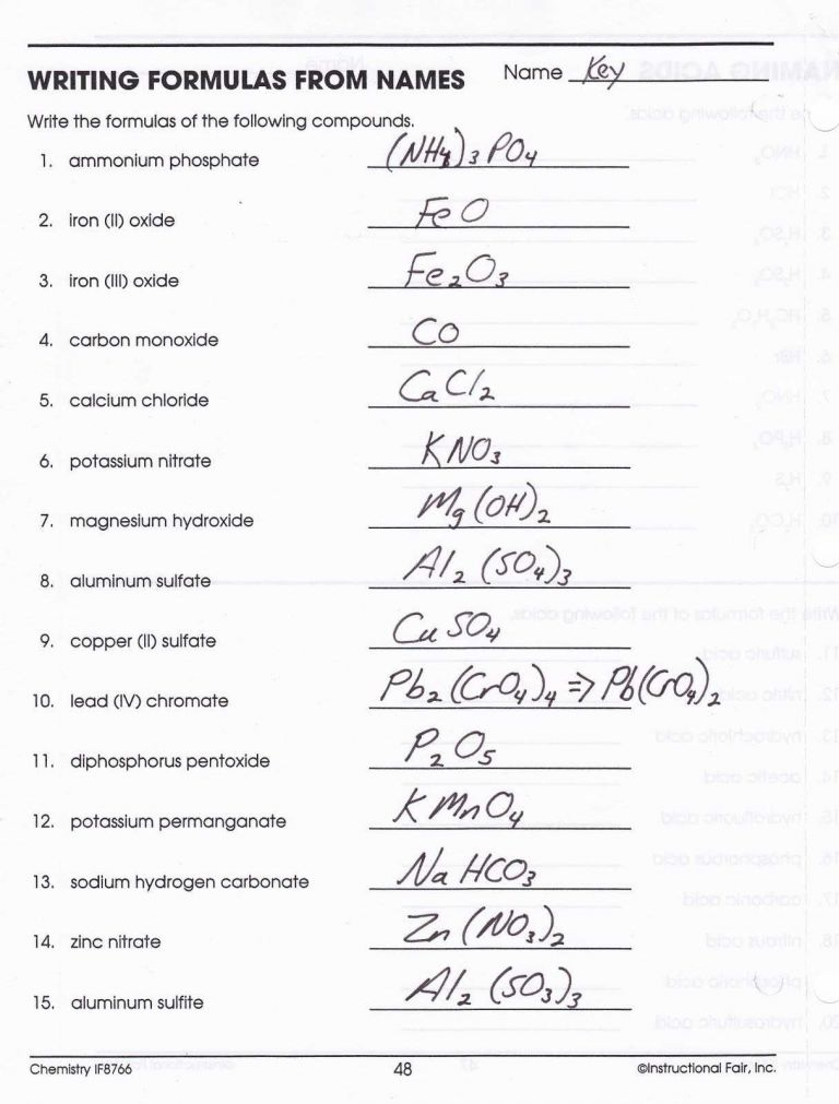 Naming Covalent Compounds Worksheet Answers Also Writing Chemical 