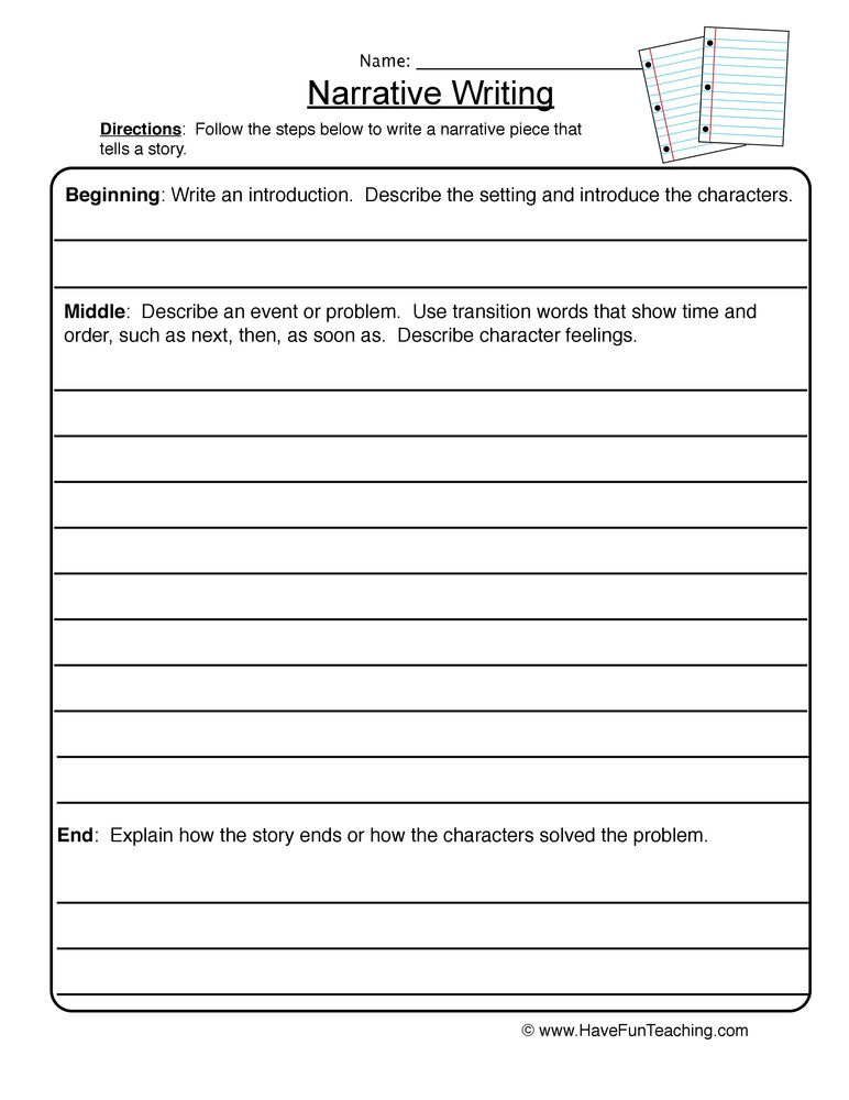 Narrative Writing Worksheet 2 Narrative Writing Writing Prompts 