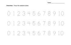 Number trace worksheet 0 10 Writing Numbers Tracing Worksheets