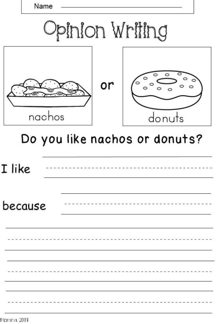 Kindergarten Opinion Writing Worksheets