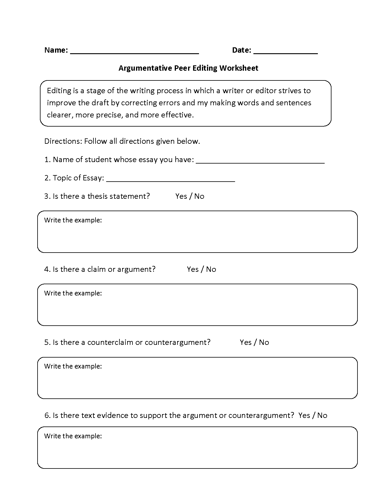 Paragraph Editing Worksheets Db excel