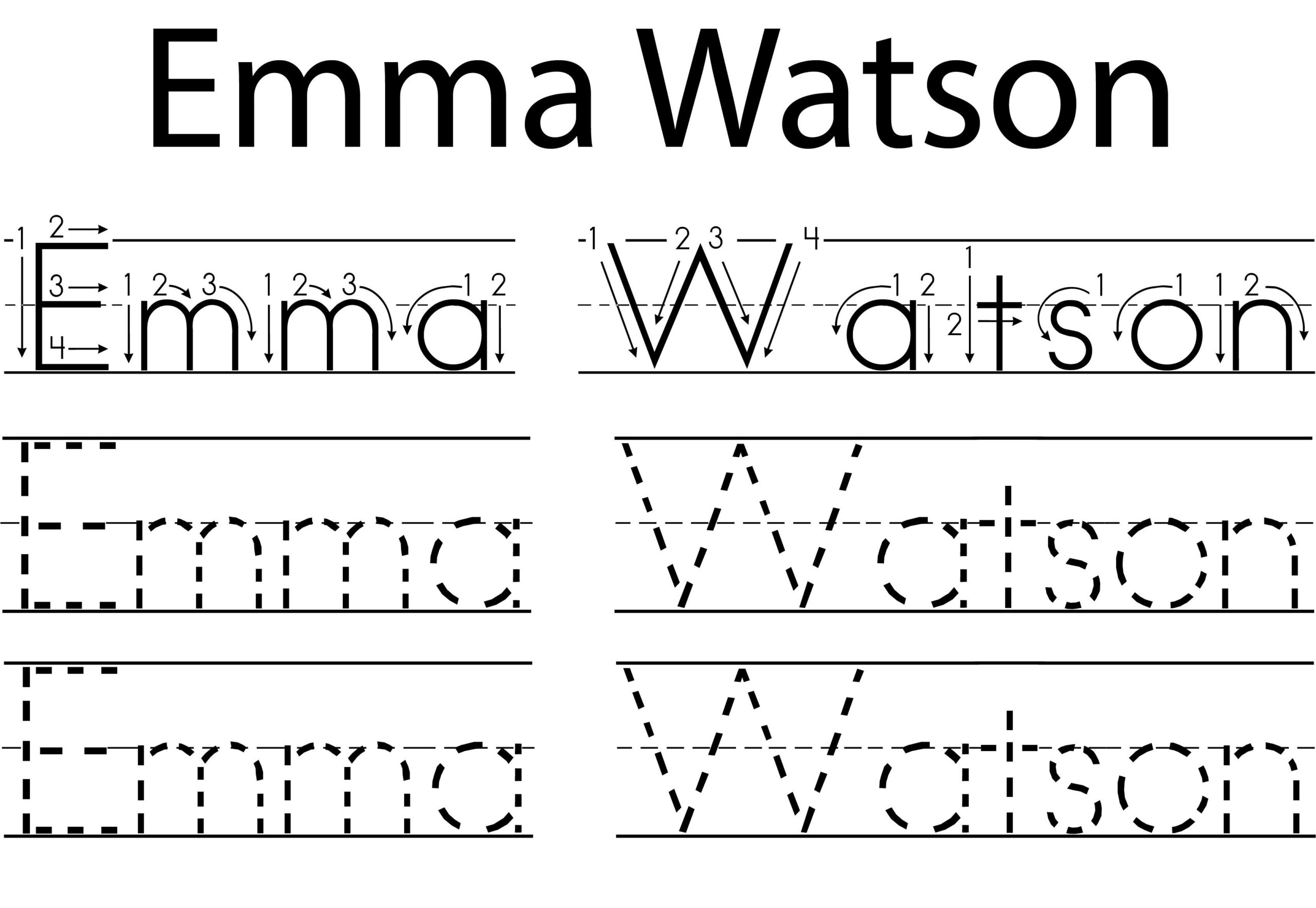 Personalized Printable Name Tracing Worksheet Pre Cursive Learn To 