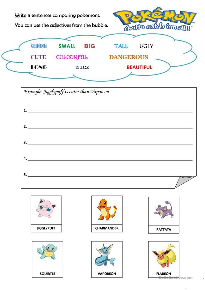 Pokemon Writing Worksheets