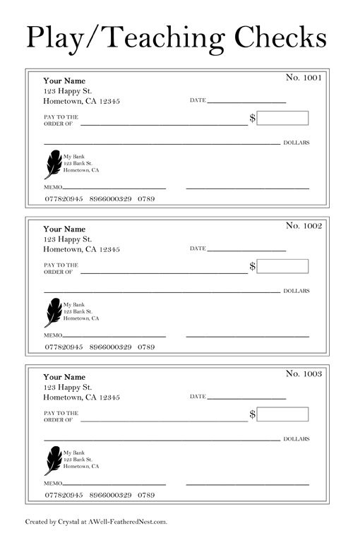 Printable Check Writing Practice Worksheets