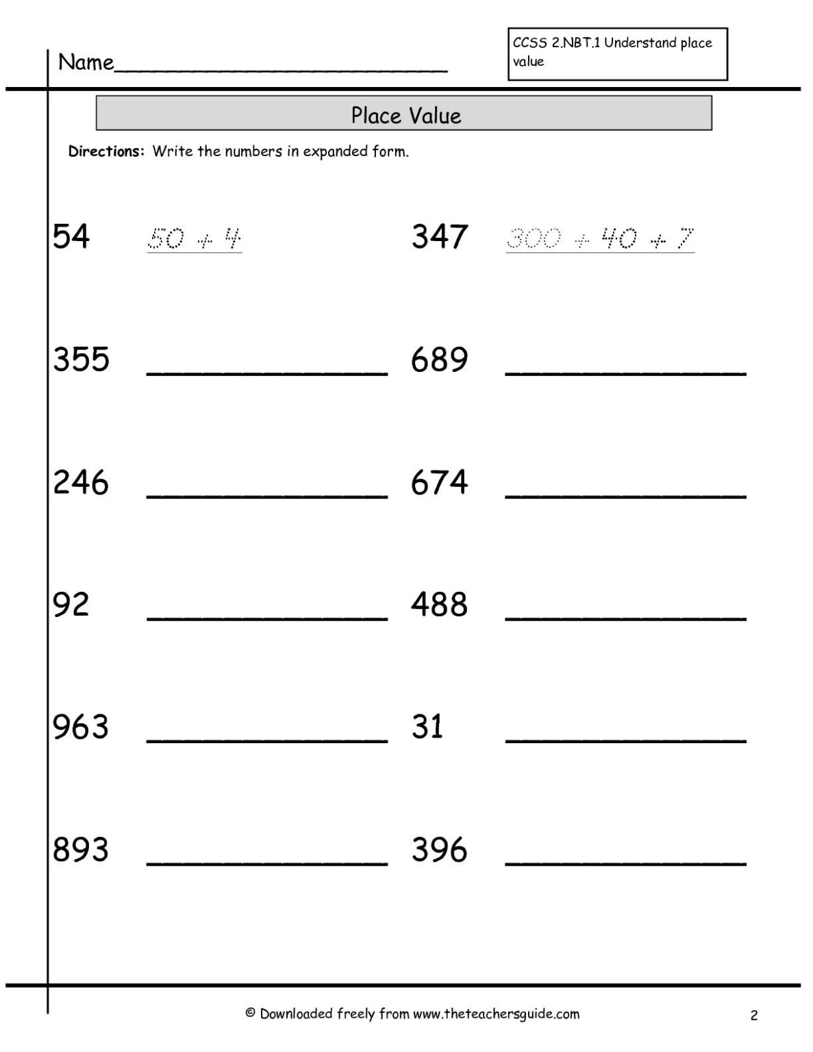 Writing Numbers In Expanded Form Worksheet | Writing Worksheets