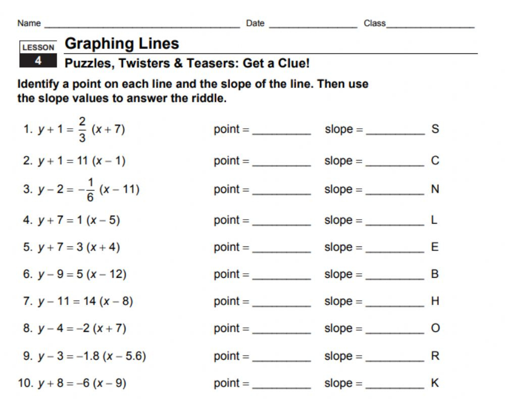 Writing Equations In Point Slope Form Worksheet Writing Worksheets