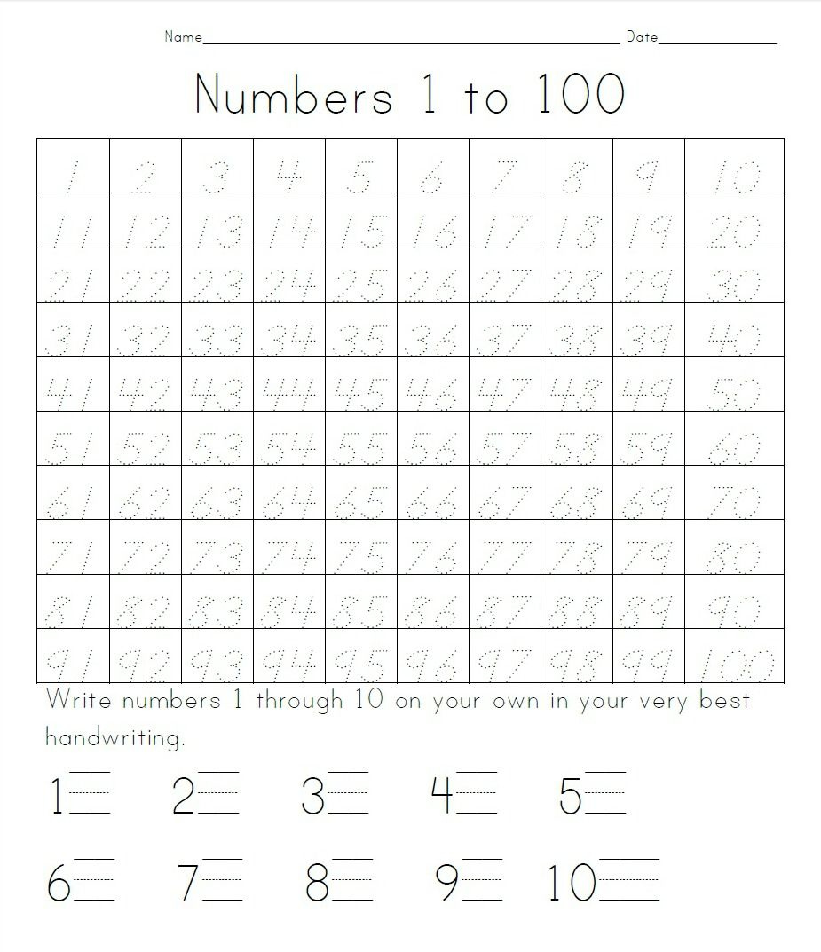 Practice Writing Numbers 1 100 Crystal Hoffman Handwriting Writing 