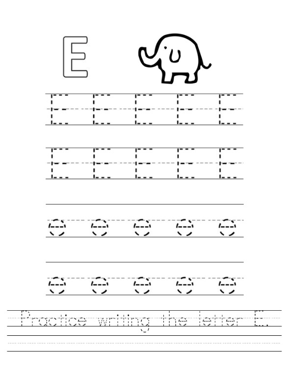Practice Writing The Letter E Worksheet Preschool Crafts