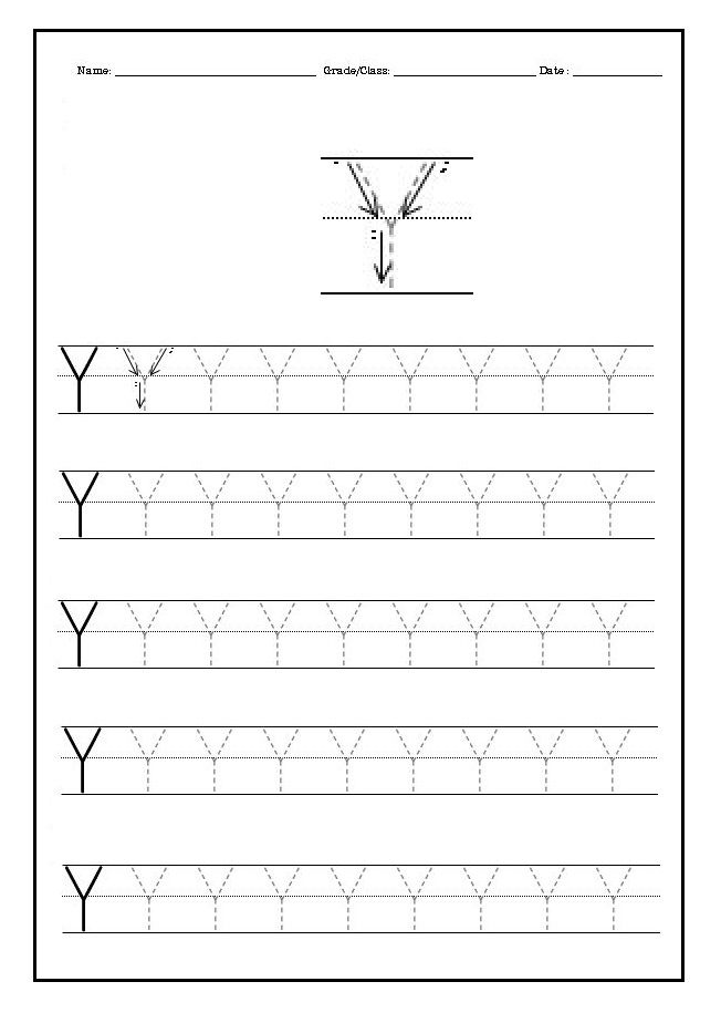 Practice Writing The Uppercase Letter Y Worksheet For Kindergarten 