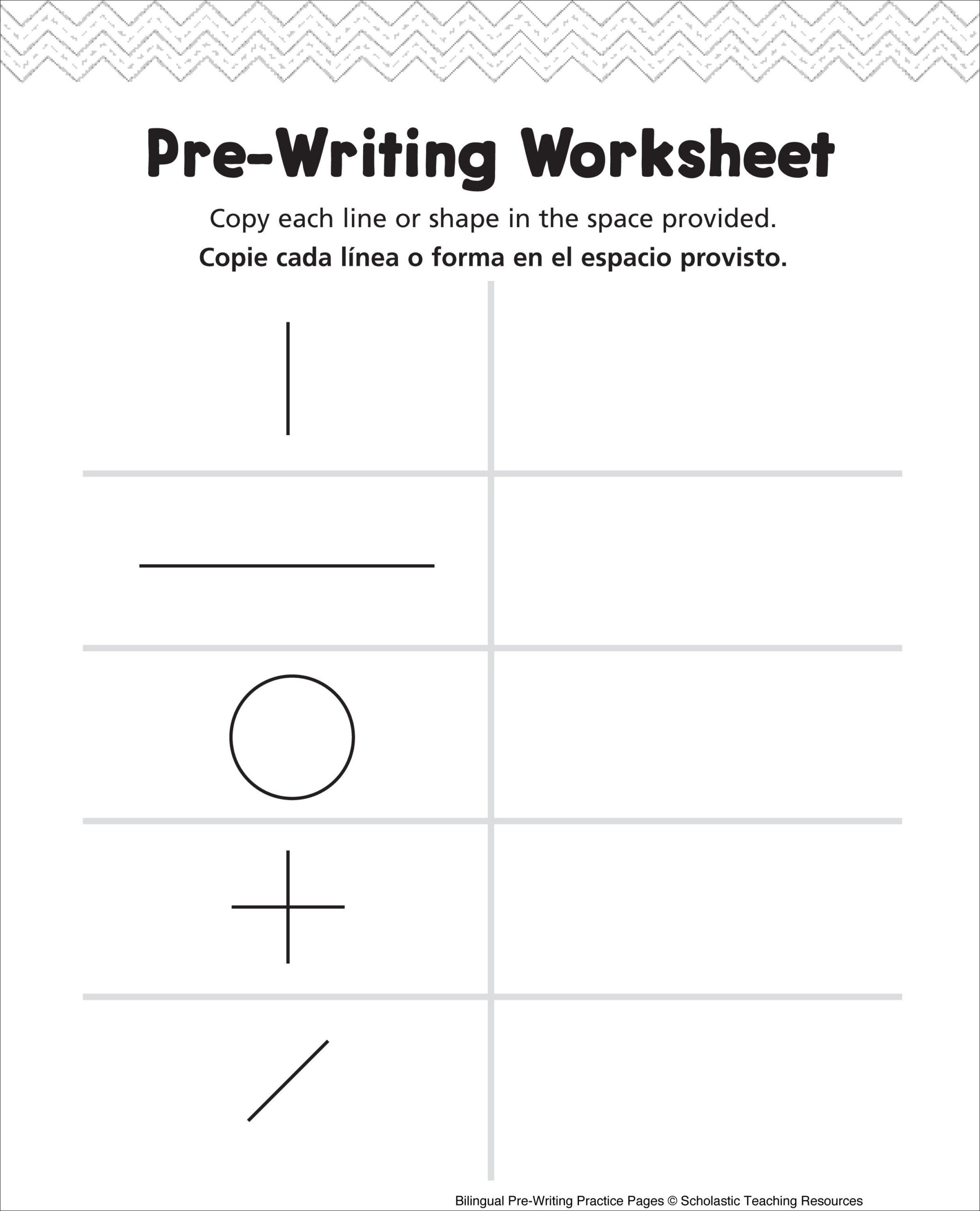 Pre Writing Worksheet Bilingual Practice Page Pre Writing Practice 
