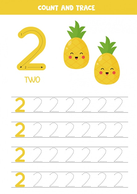 Premium Vector Worksheet For Learning Numbers With Cute Pineapples 